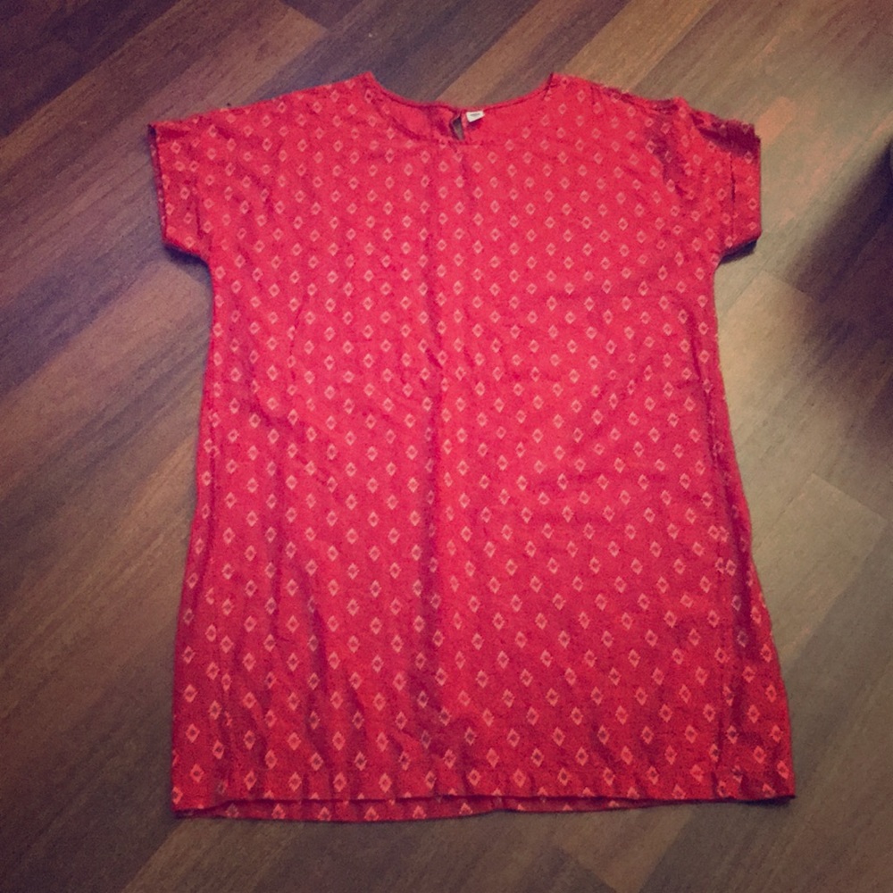 Printed dress. XL. Rayon & linen.